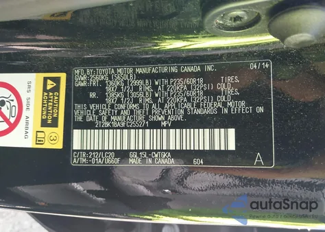 2015 Lexus Rx 350/Base/F Sport из США, поврежденный, VIN 2T2BK1BA9FC255271